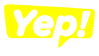 Yep Casino logotipas — geltonas „Yep!“ burbulas ir baltas „CASINO“ tekstas